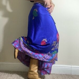 Repurposed Vintage Sari Reversible Wrap-Skirt 💙💙